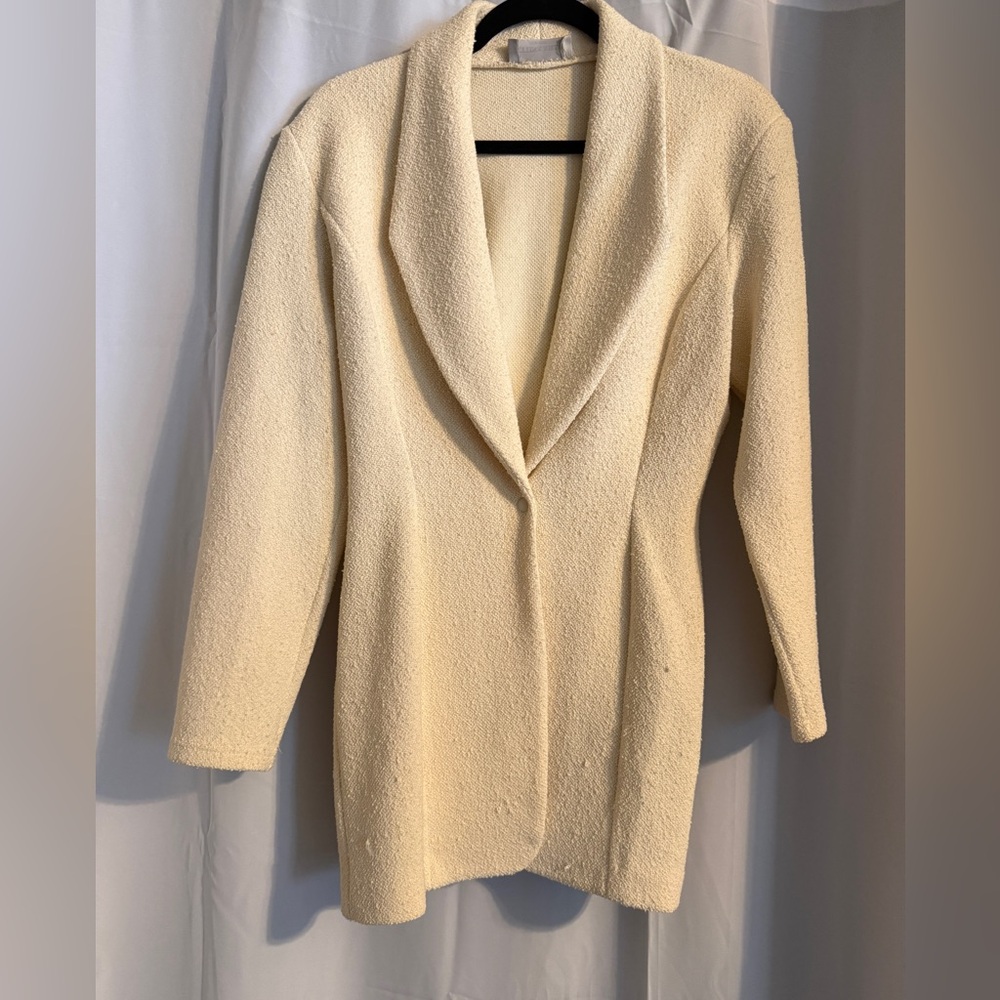 Vintage Bettina Riedel Cream Blazer Dress Petite S USA 90s - Picture 3 of 11